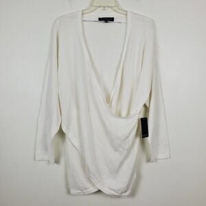 Eloquii White Drape Front Top